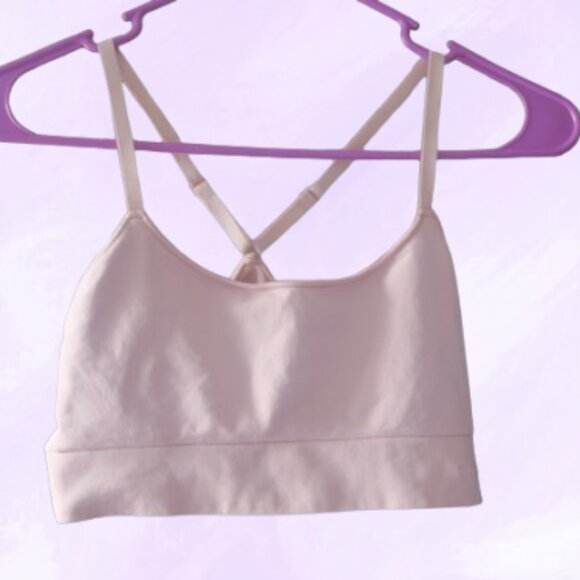 PINK Victoria's Secret simple plain basic sports bra pink left bottom in peach S - Picture 1 of 7
